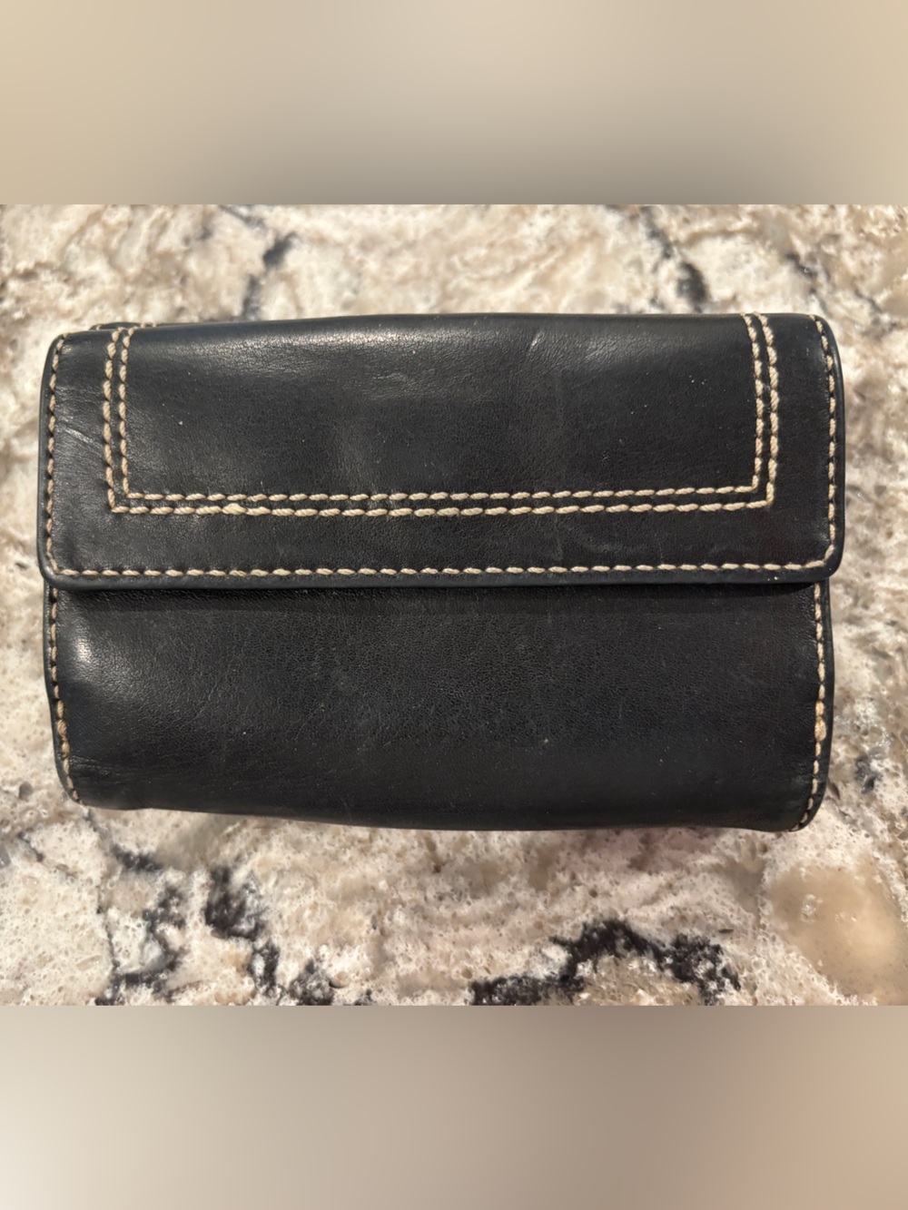 Coach Black Leather Buckle Wallet with Contrast Stitching - Picture 5 of 5